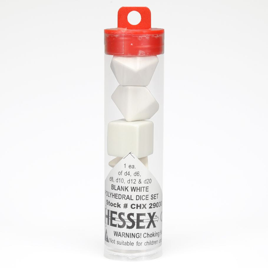 CHESSEX 6-set Tube Opaque Blank White | Gamers Paradise