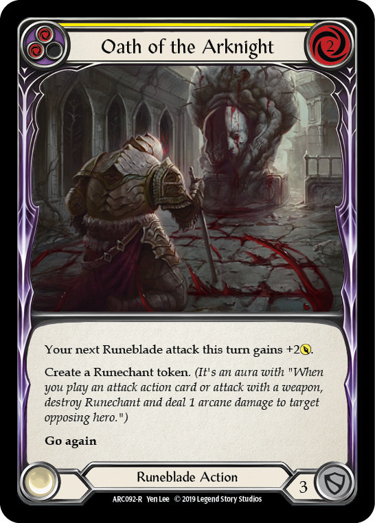 Oath of the Arknight (Yellow) [ARC092-R] (Arcane Rising)  1st Edition Normal | Gamers Paradise