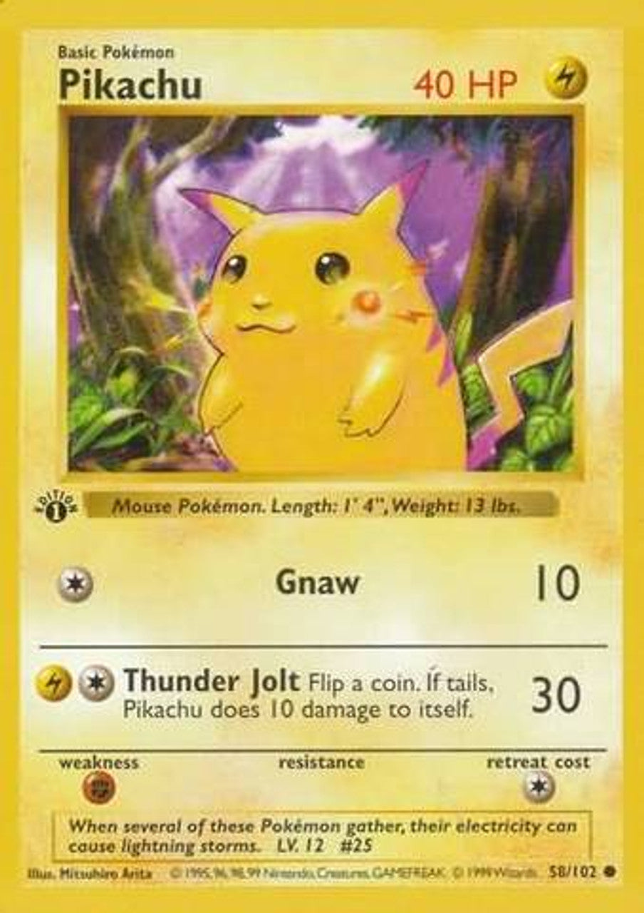 Pikachu (58/102) (Red Cheeks Misprint) [Base Set 1st Edition] | Gamers Paradise