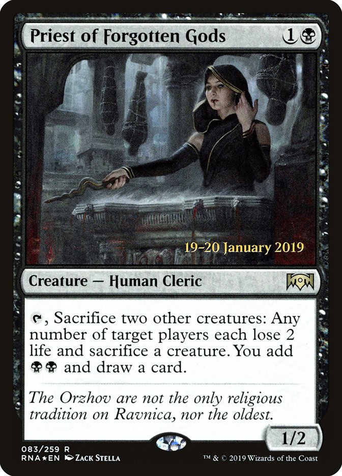 Priest of Forgotten Gods [Ravnica Allegiance Prerelease Promos] | Gamers Paradise