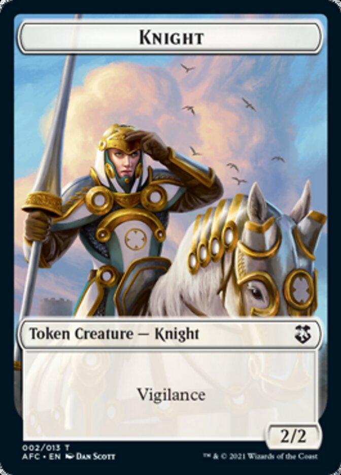 Knight // Saproling Double-Sided Token [Dungeons & Dragons: Adventures in the Forgotten Realms Commander Tokens] | Gamers Paradise