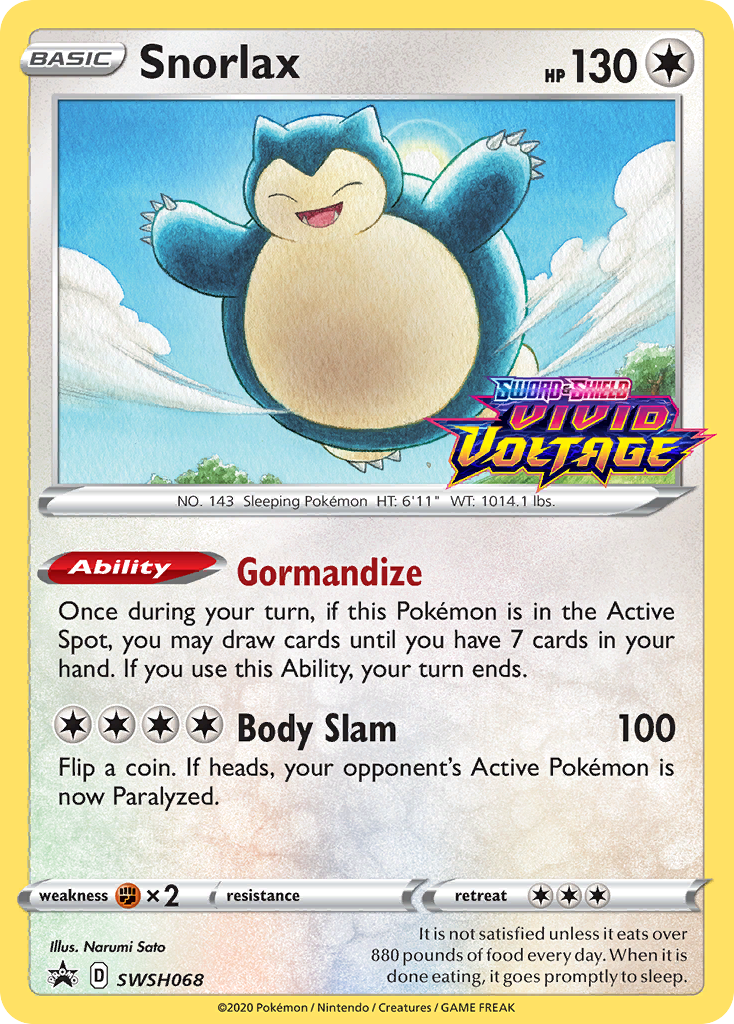 Snorlax (SWSH068) (Prerelease Promo) [Sword & Shield: Black Star Promos] | Gamers Paradise