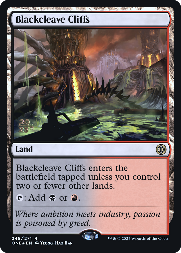Blackcleave Cliffs [Phyrexia: All Will Be One Prerelease Promos] | Gamers Paradise