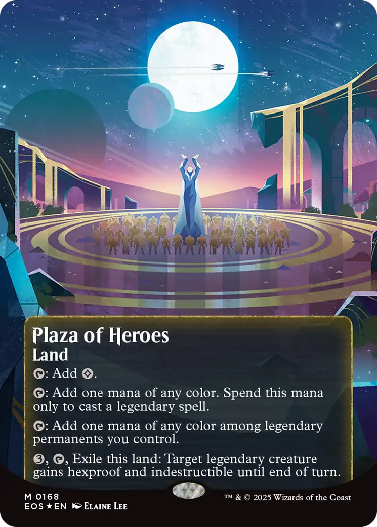 Plaza of Heroes (0168) (Borderless) (Galaxy Foil) [Edge of Eternities: Stellar Sights] | Gamers Paradise