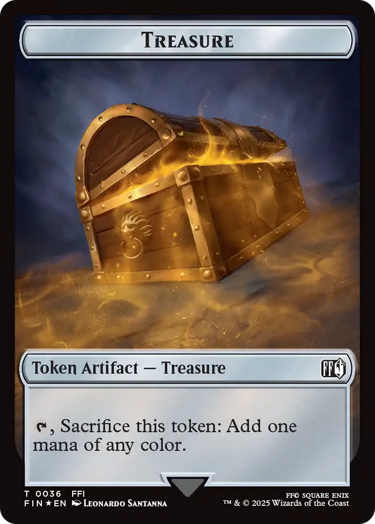 Foretell // Treasure Double-Sided Token (Surge Foil) [FINAL FANTASY Commander Tokens] | Gamers Paradise