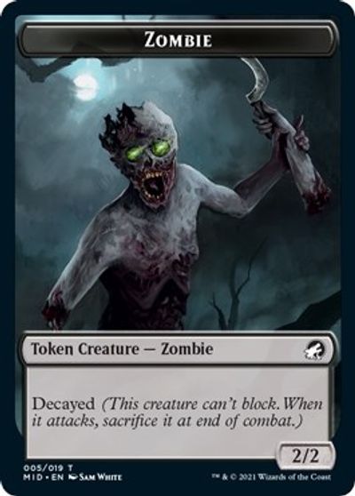 Zombie // Zombie Double-Sided Token (005 MIC/005 MID) [Innistrad: Midnight Hunt Commander Tokens] | Gamers Paradise