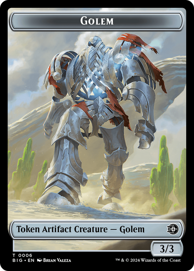 Treasure // Golem Double-Sided Token [Outlaws of Thunder Junction Tokens] | Gamers Paradise