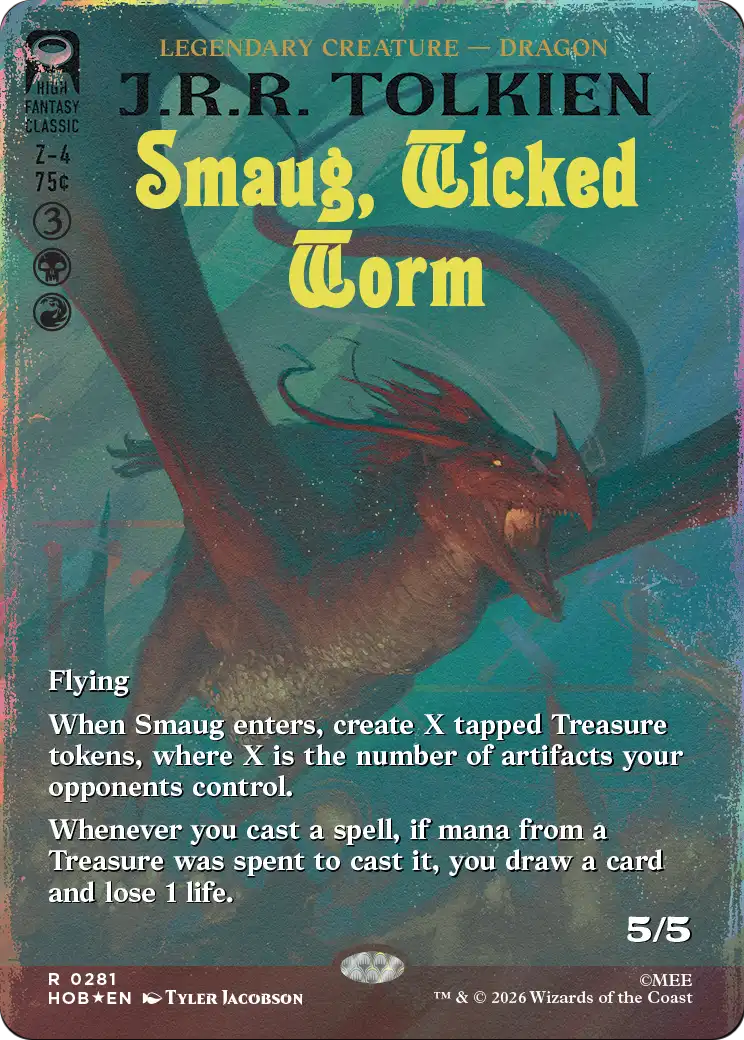 Smaug, Wicked Worm (Borderless) (Surge Foil) [The Hobbit] | Gamers Paradise