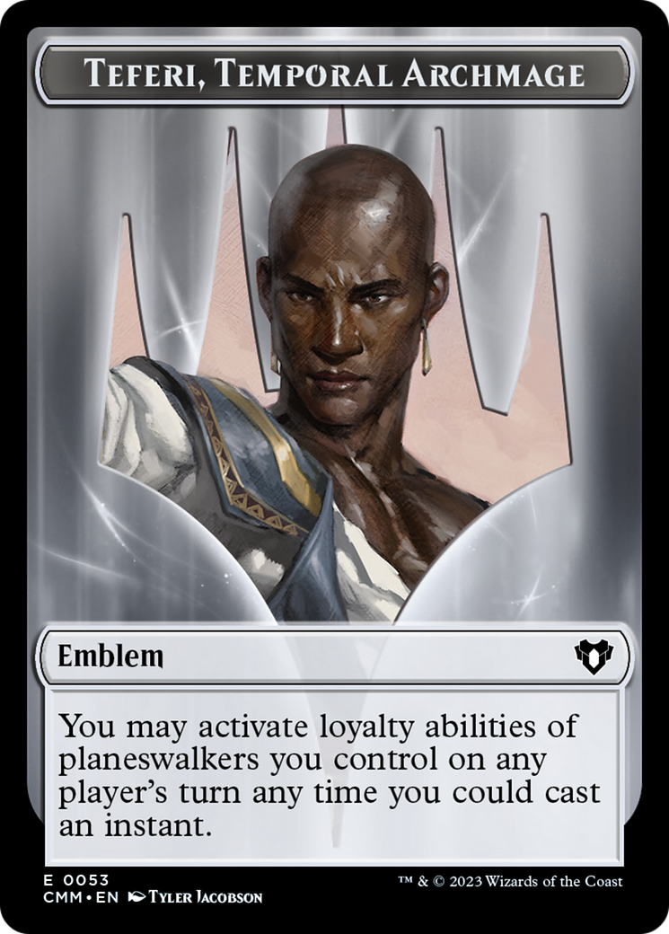 Clue // Emblem - Teferi, Temporal Archmage Double-Sided Token [Commander Masters Tokens] | Gamers Paradise