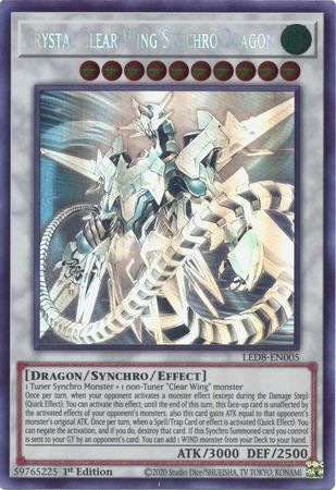 Crystal Clear Wing Synchro Dragon [LED8-EN005] Ghost Rare | Gamers Paradise
