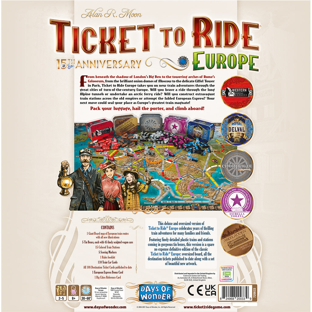 TICKET TO RIDE: EUROPE 15TH ANNIVERSARY | Gamers Paradise