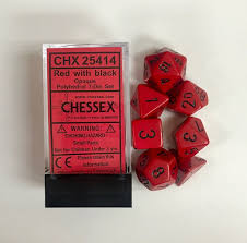 CHESSEX Opaque 7-Die Set Red/Black | Gamers Paradise