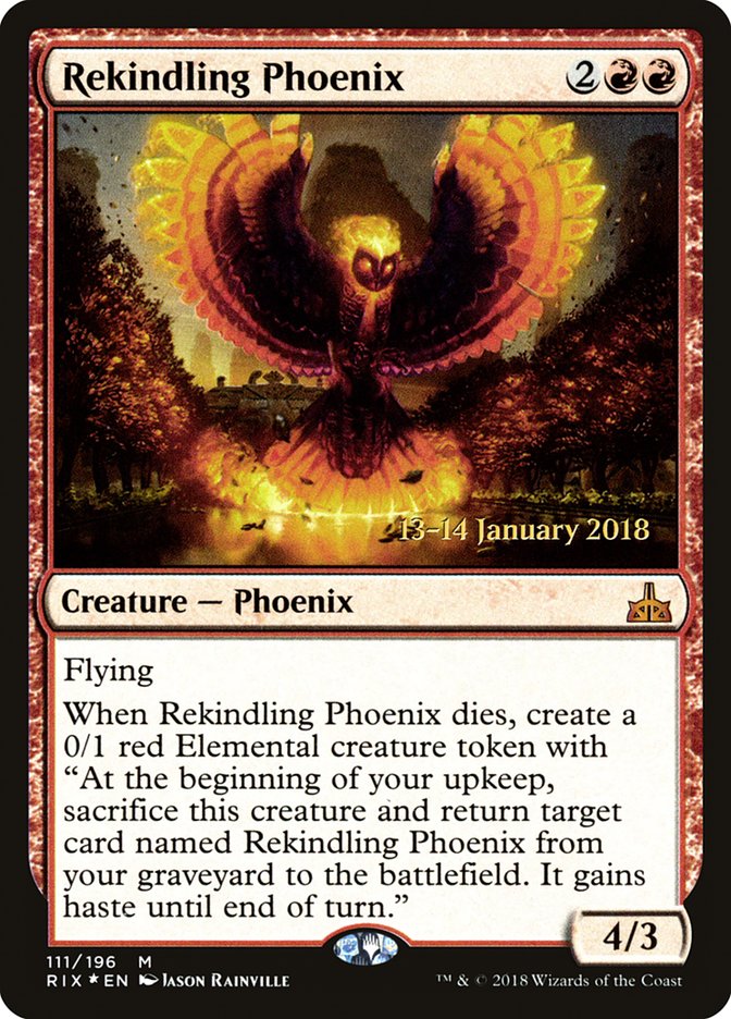 Rekindling Phoenix [Rivals of Ixalan Prerelease Promos] | Gamers Paradise