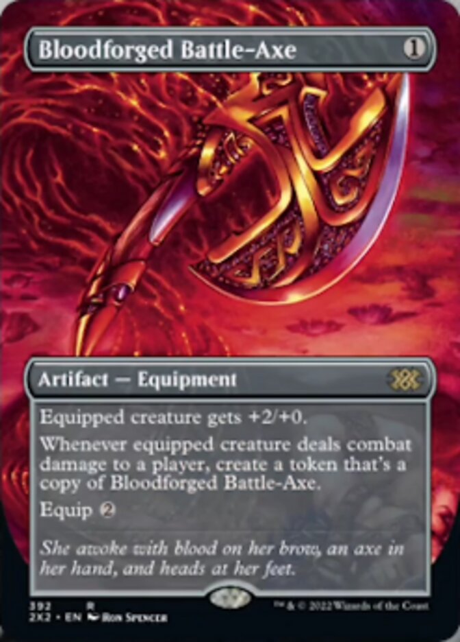 Bloodforged Battle-Axe (Borderless Alternate Art) [Double Masters 2022] | Gamers Paradise