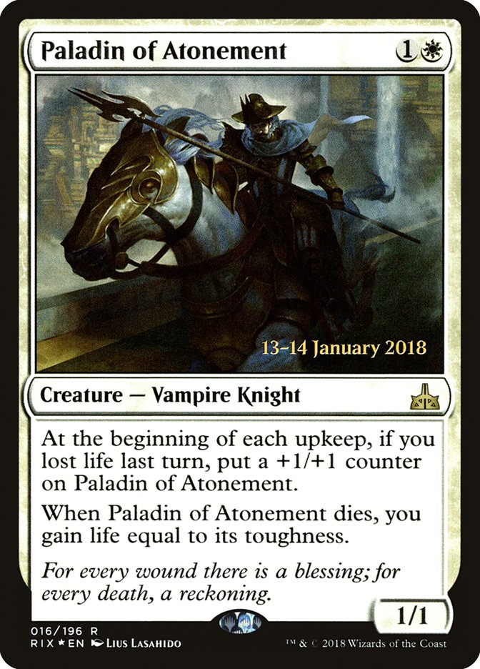 Paladin of Atonement [Rivals of Ixalan Prerelease Promos] | Gamers Paradise