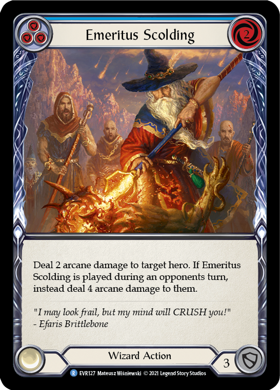 Emeritus Scolding (Blue) [EVR127] (Everfest)  1st Edition Rainbow Foil | Gamers Paradise