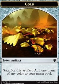 Gold // Cat Dragon Double-Sided Token [Commander 2017 Tokens] | Gamers Paradise