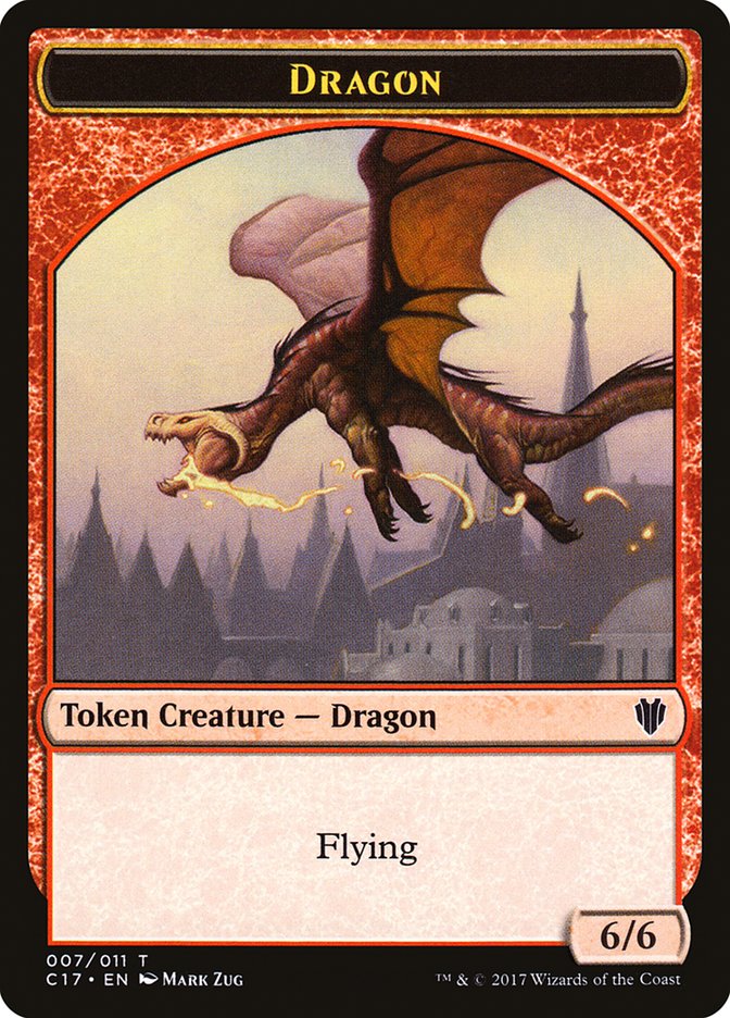 Dragon (007) // Gold (010) Double-Sided Token [Commander 2017 Tokens] | Gamers Paradise