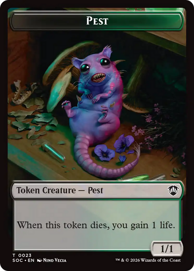 Saproling // Pest (0023) Double-Sided Token [Secrets of Strixhaven Commander Tokens] | Gamers Paradise