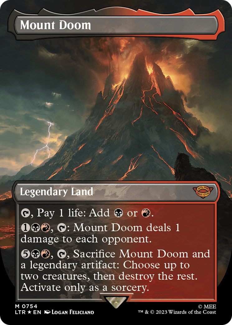 Mount Doom (Borderless) (Surge Foil) [The Lord of the Rings: Tales of Middle-Earth] | Gamers Paradise