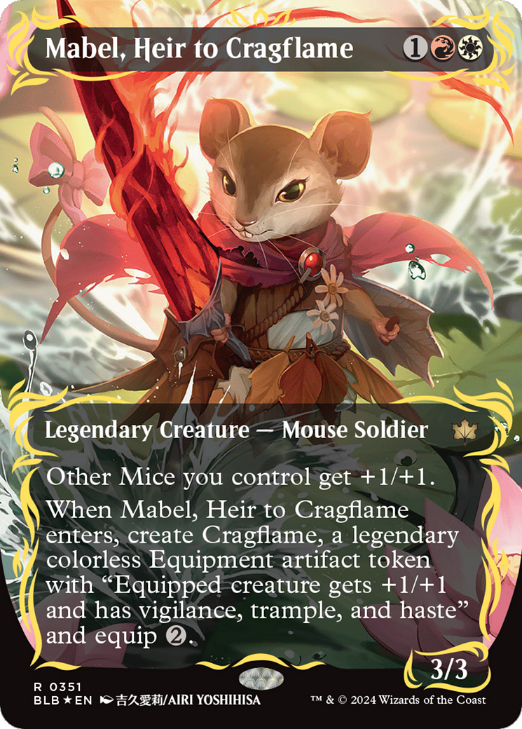 Mabel, Heir to Cragflame (Borderless) (Raised Foil) [Bloomburrow] | Gamers Paradise