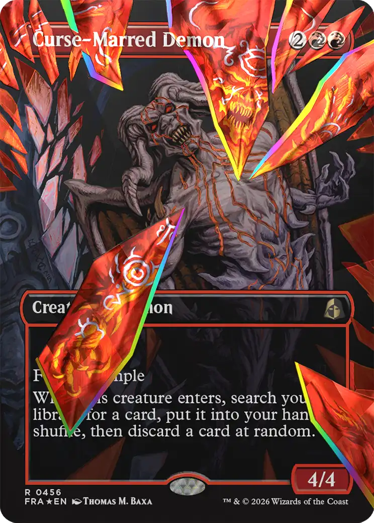 Curse-Marred Demon (Borderless) (Facet Foil) [Reality Fracture] | Gamers Paradise