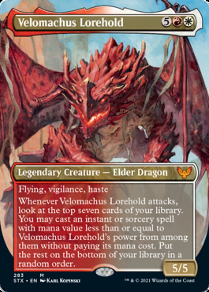 Velomachus Lorehold (Borderless Alternate Art) [Strixhaven: School of Mages] | Gamers Paradise