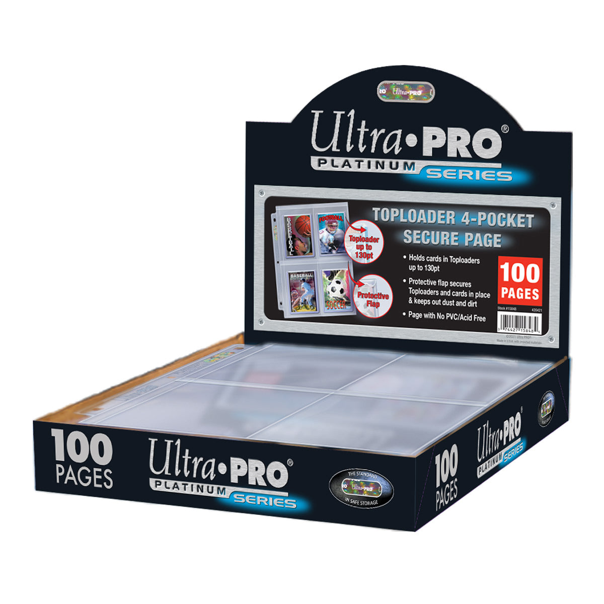 Ultra PRO: Platinum Hologram 4-Pocket Secure Pages - 3-Holes (for Toploaders - 100-Pack) | Gamers Paradise