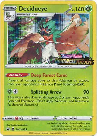 Decidueye (SWSH035) (Staff Prerelease Promo) [Sword & Shield: Black Star Promos] | Gamers Paradise