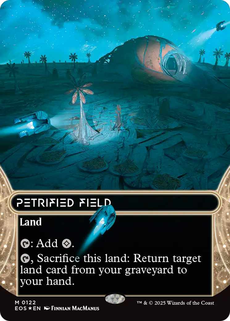 Petrified Field (0122) (Borderless) (Galaxy Foil) [Edge of Eternities: Stellar Sights] | Gamers Paradise