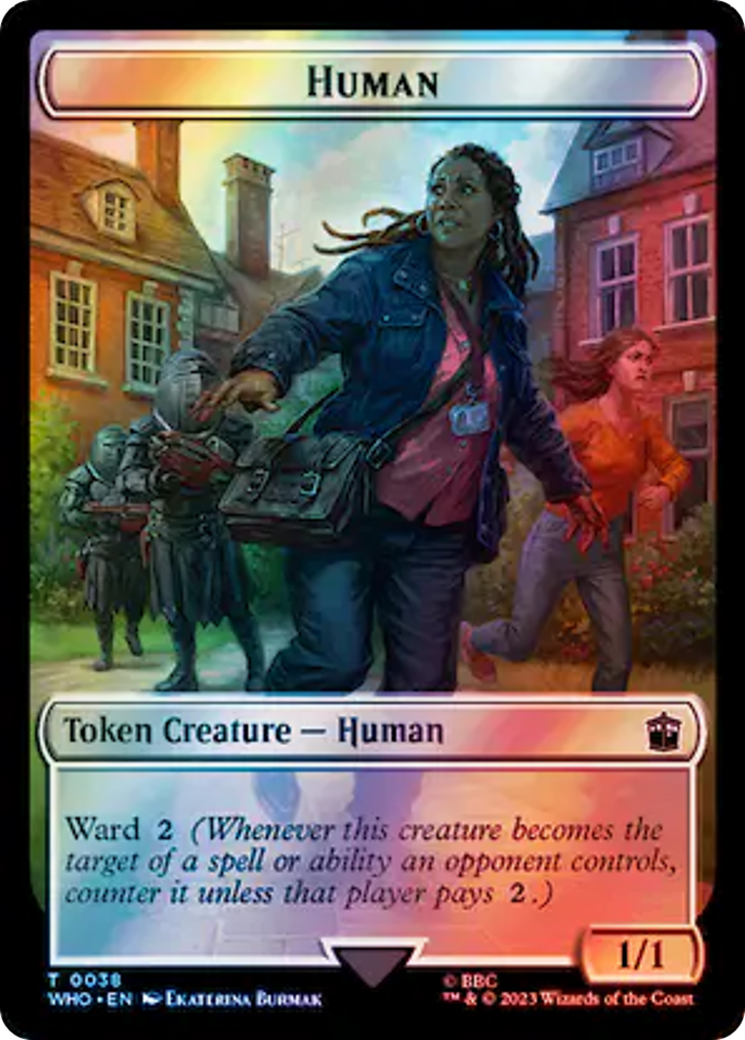Human (0038) // Clue (0055) Double-Sided Token (Surge Foil) [Doctor Who Tokens] | Gamers Paradise
