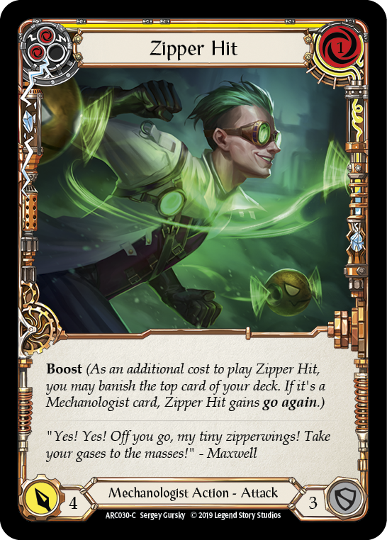 Zipper Hit (Yellow) [ARC030-C] (Arcane Rising)  1st Edition Normal | Gamers Paradise