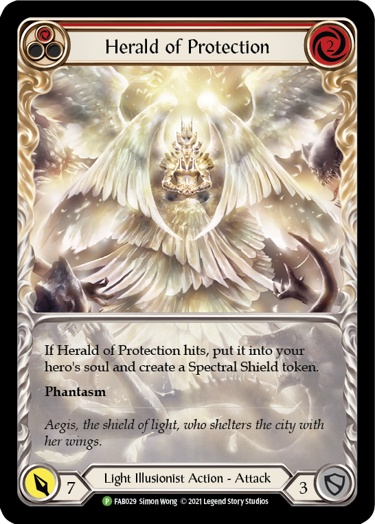 Herald of Protection (Red Extended Art) [FAB029] (Promo)  Rainbow Foil | Gamers Paradise