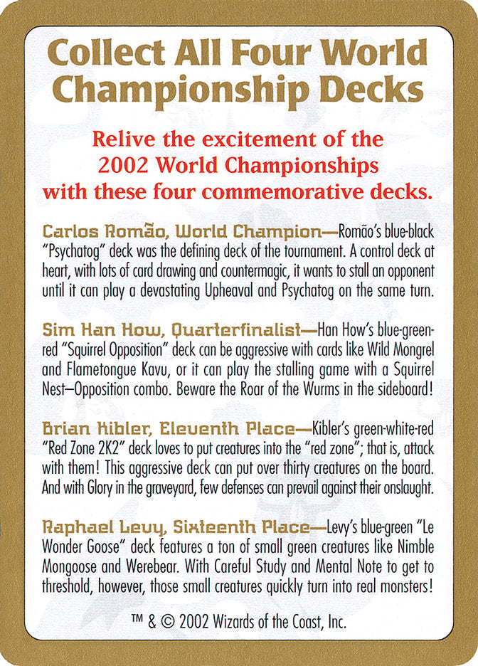 2002 World Championships Ad [World Championship Decks 2002] | Gamers Paradise