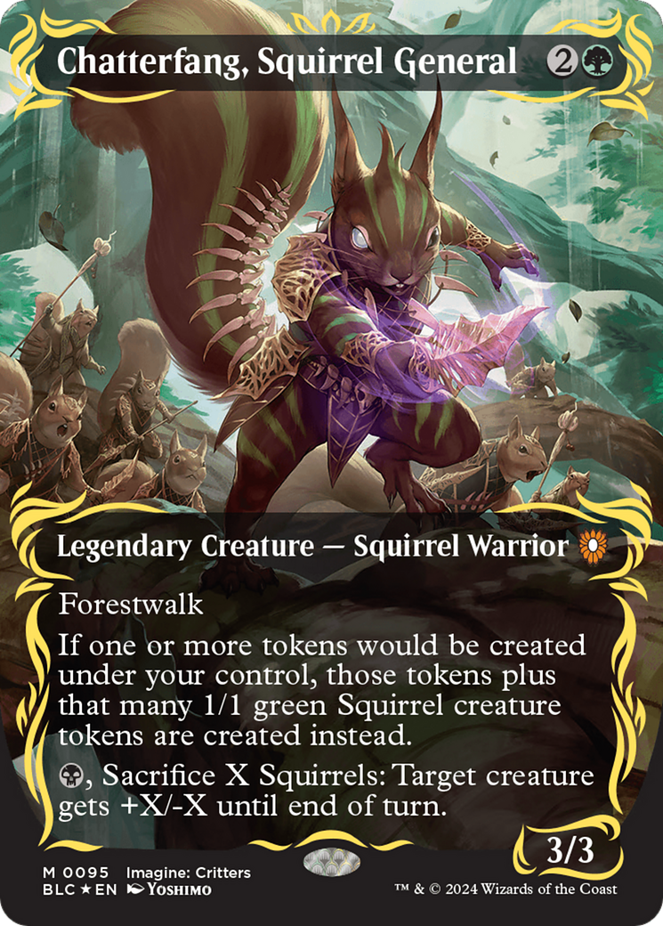 Chatterfang, Squirrel General (Borderless) (Raised Foil) [Bloomburrow Commander] | Gamers Paradise