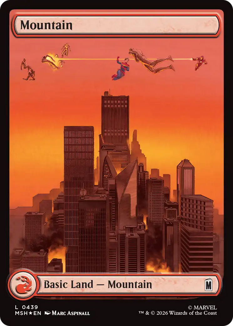 Mountain (0439) (Surge Foil) [Marvel Super Heroes] | Gamers Paradise