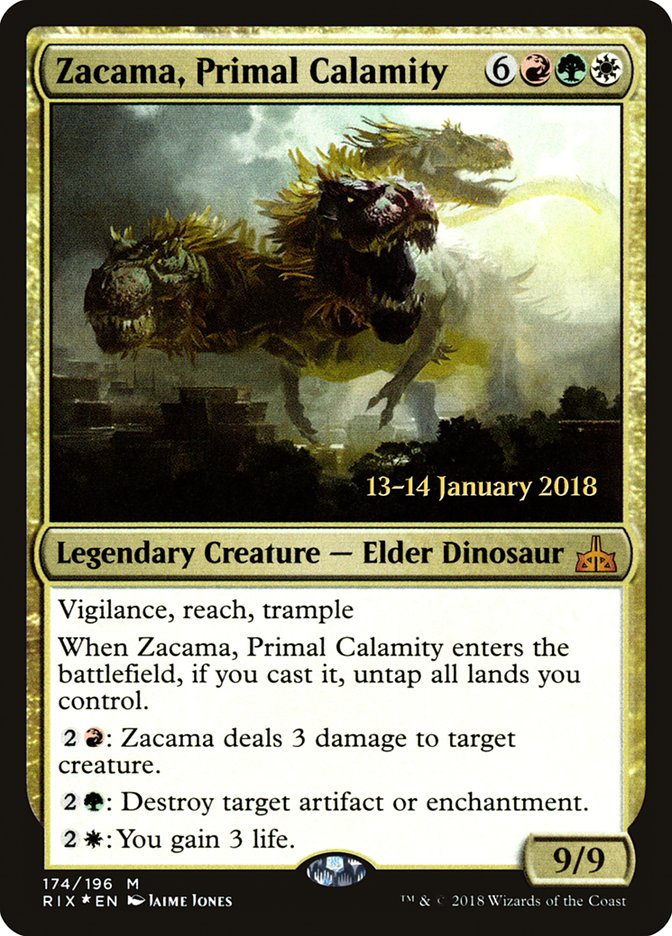 Zacama, Primal Calamity [Rivals of Ixalan Prerelease Promos] | Gamers Paradise