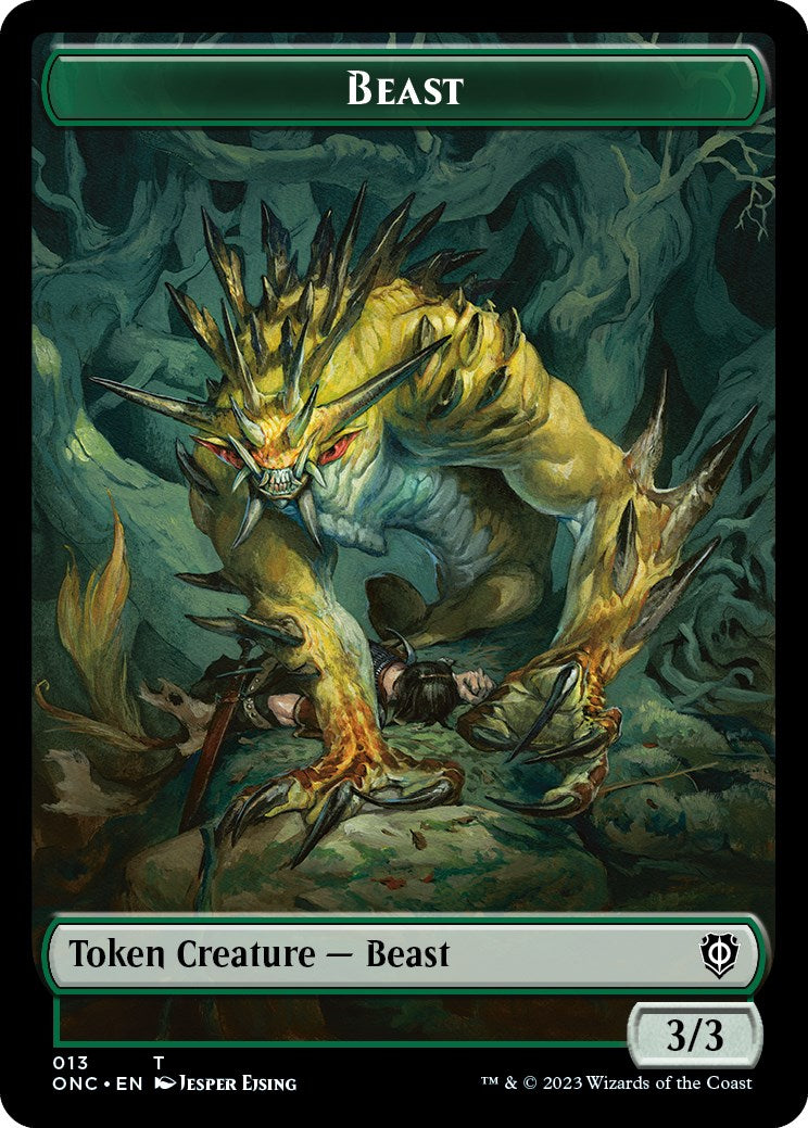 Poison Counter // Beast Double-Sided Token [Phyrexia: All Will Be One Commander Tokens] | Gamers Paradise