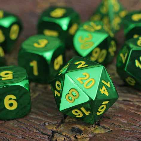 Emerald Green 10-Piece Metal Dice Set | Gamers Paradise