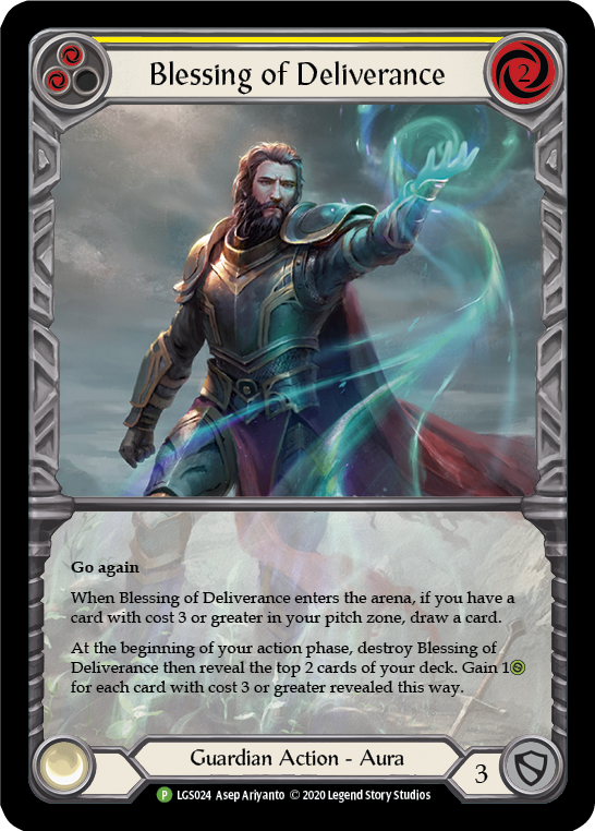 Blessing of Deliverance (Yellow) [LGS024] (Promo)  Rainbow Foil | Gamers Paradise