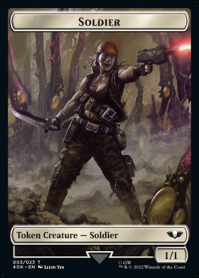 Soldier (003) // Sicarian Infiltrator Double-Sided Token (Surge Foil) [Warhammer 40,000 Tokens] | Gamers Paradise