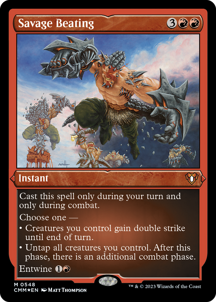 Savage Beating (Foil Etched) [Commander Masters] | Gamers Paradise