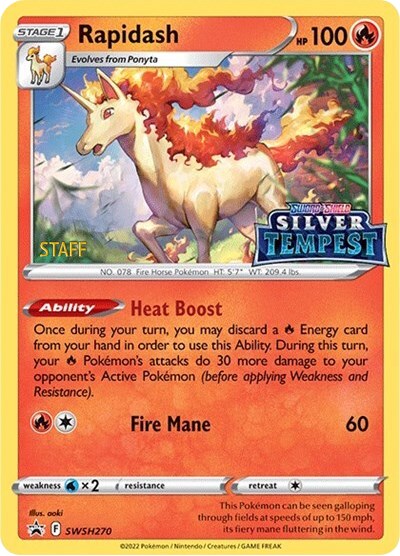 Rapidash (SWSH270) (Prerelease) (Staff) [Sword & Shield: Black Star Promos] | Gamers Paradise