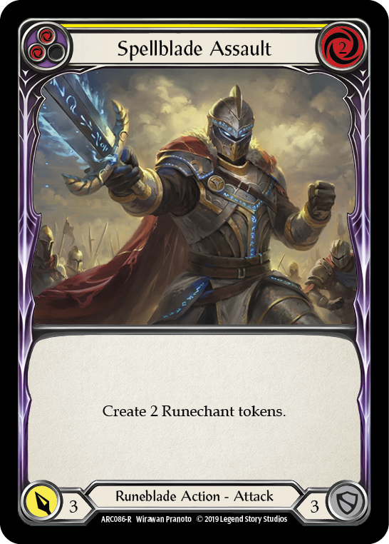 Spellblade Assault (Yellow) [ARC086-R] (Arcane Rising)  1st Edition Rainbow Foil | Gamers Paradise