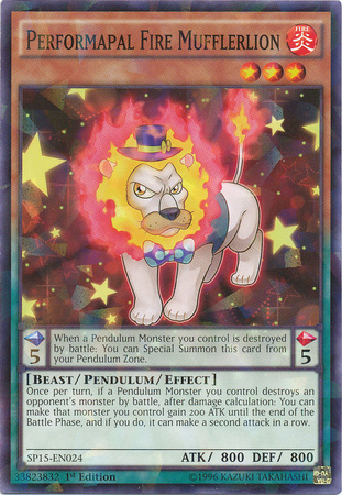 Performapal Fire Mufflerlion [SP15-EN024] Shatterfoil Rare | Gamers Paradise