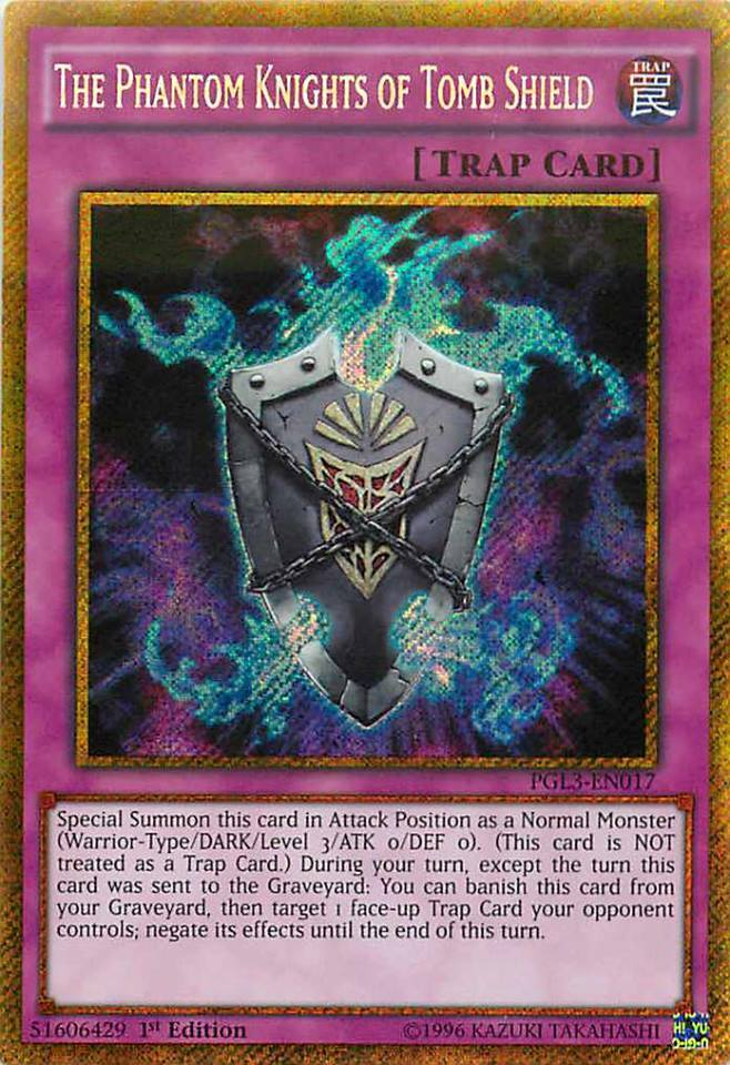 The Phantom Knights of Tomb Shield [PGL3-EN017] Gold Secret Rare | Gamers Paradise