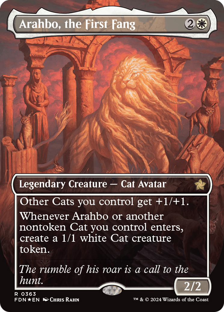 Arahbo, the First Fang (Borderless) (Mana Foil) [Foundations] | Gamers Paradise