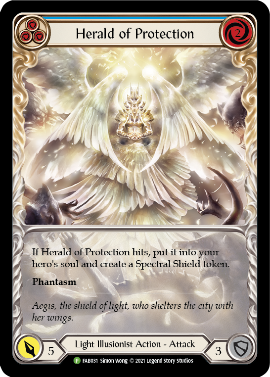 Herald of Protection (Blue Extended Art) [FAB031] (Promo)  Rainbow Foil | Gamers Paradise