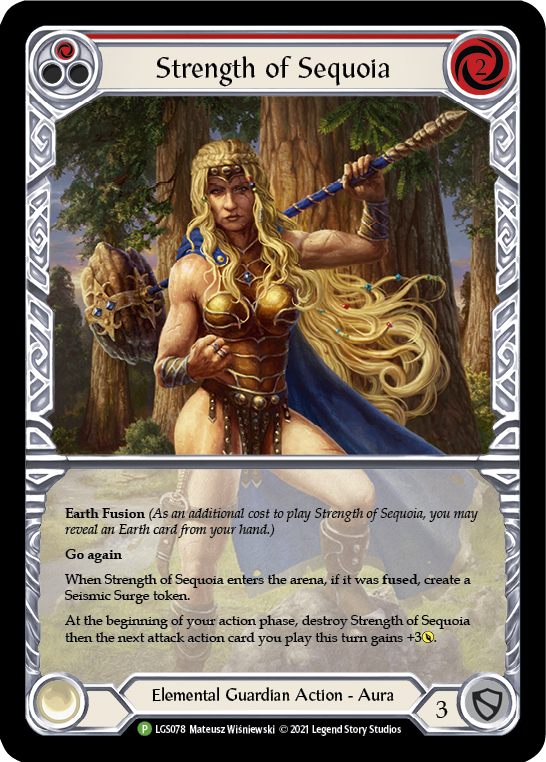 Strength of Sequoia (Red) [LGS078] (Promo)  Rainbow Foil | Gamers Paradise