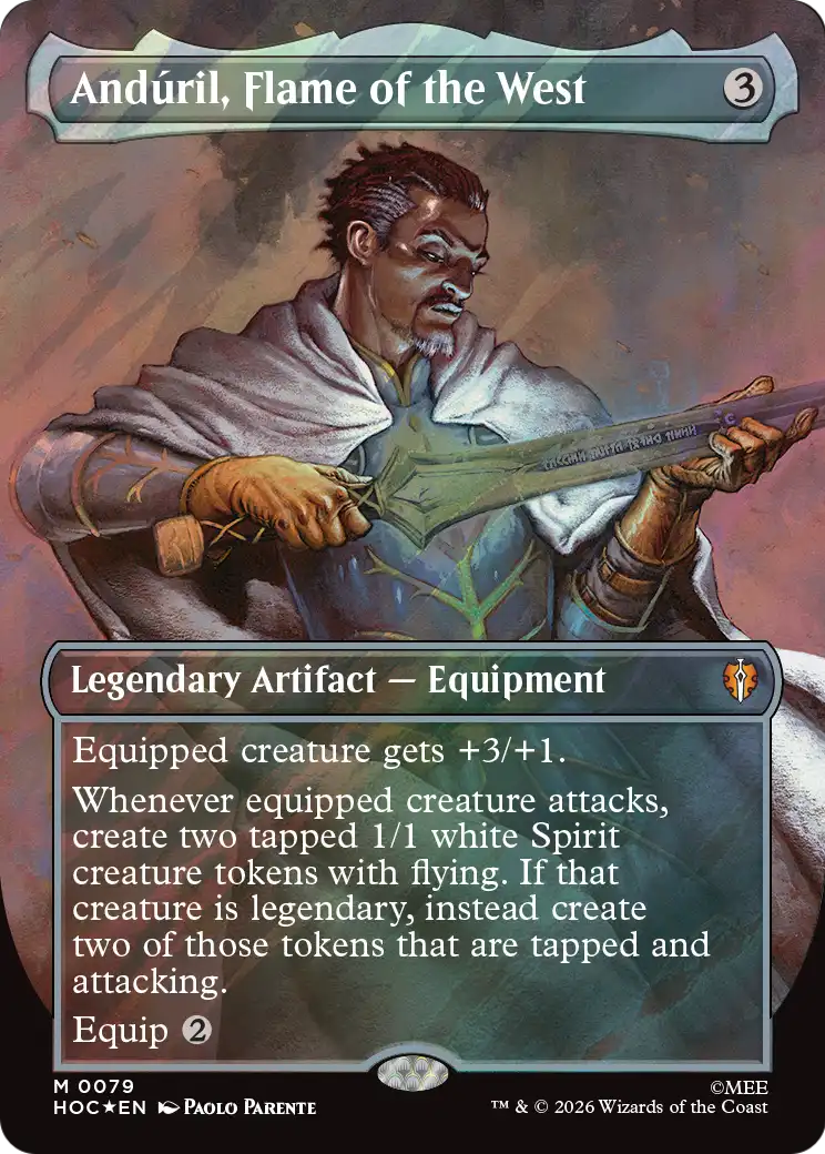Anduril, Flame of the West (Borderless) (Surge Foil) [The Hobbit: Eternal-Legal] | Gamers Paradise